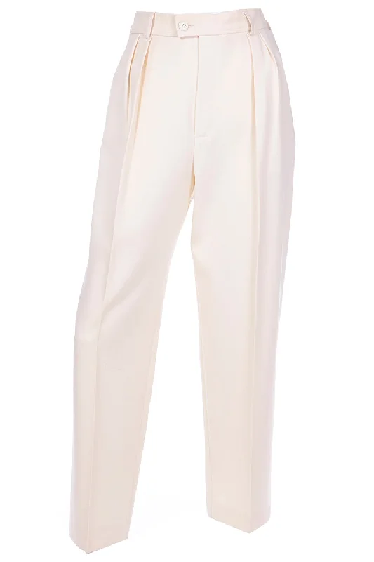 1980s Yves Saint Laurent Cream Wool Trousers