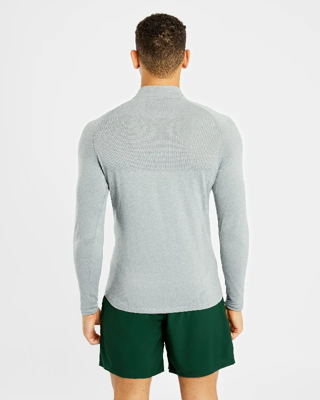 Essential Seamless 1/4 Zip Pullover - Grey Marl