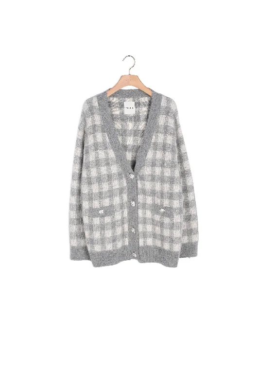 Cardigan jacquard carreaux