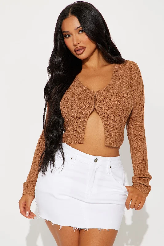 Mollie Ribbed Cardigan - Brown