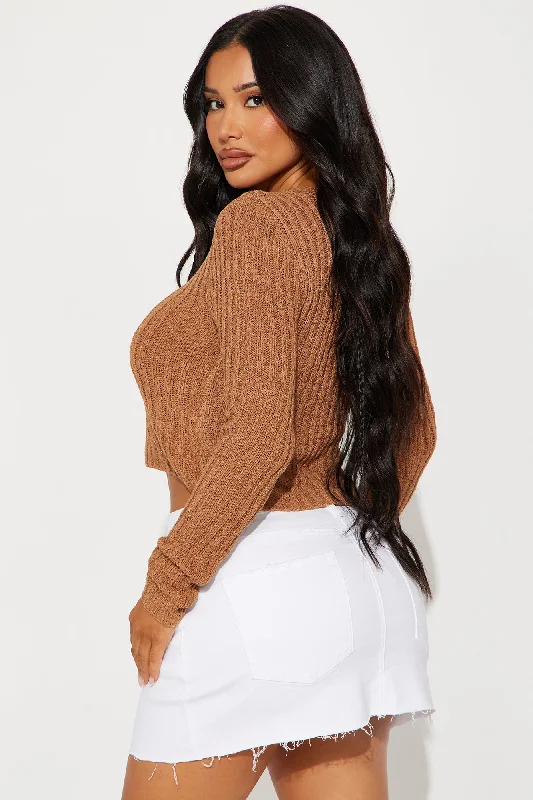 Mollie Ribbed Cardigan - Brown