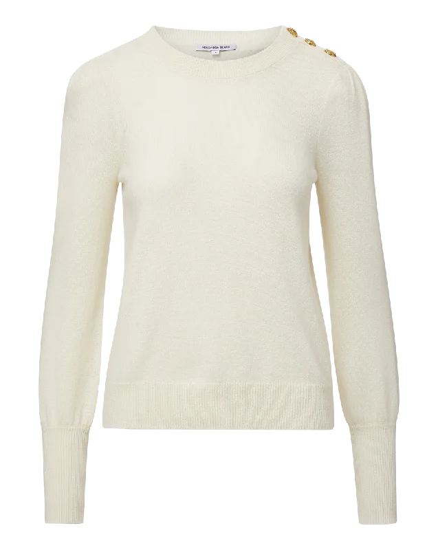 Nelia Cashmere Pullover | Button Accent