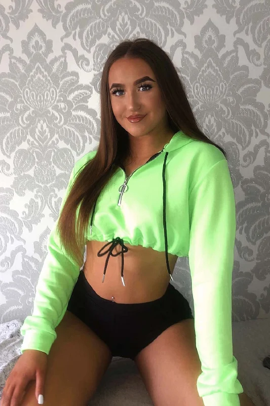 Neon Green Oversized Drawstring Waist Hoodie