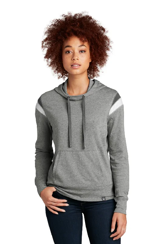 New Era Womens Heritage Varsity Hooded Sweatshirt Hoodie - Heather Shadow Grey/Graphite Grey/White