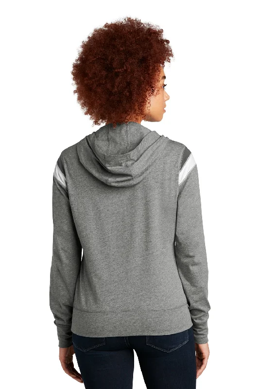 New Era Womens Heritage Varsity Hooded Sweatshirt Hoodie - Heather Shadow Grey/Graphite Grey/White