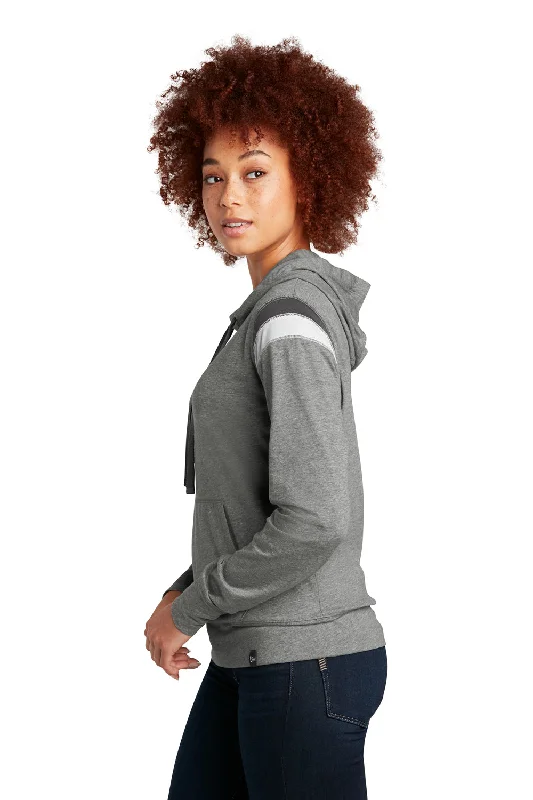 New Era Womens Heritage Varsity Hooded Sweatshirt Hoodie - Heather Shadow Grey/Graphite Grey/White