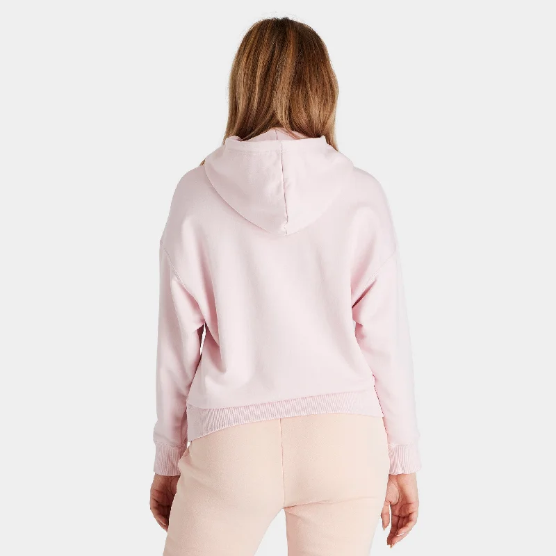 Puma Women's Classics Metallic Logo Pullover Hoodie Chalk Pink / Silver