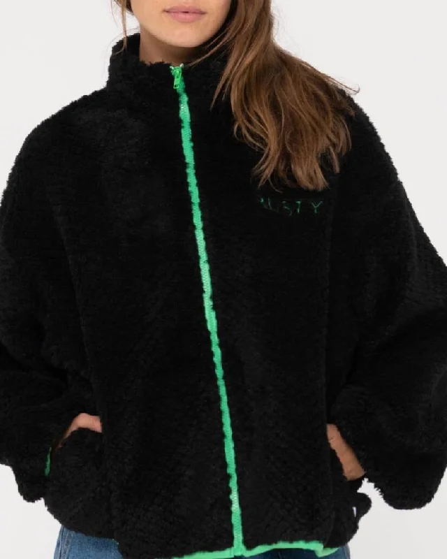 Rusty Ollie Sherpa Zip Through Fleece