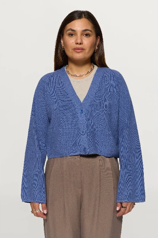 Samantha Cropped Cardigan Pigeon Blue