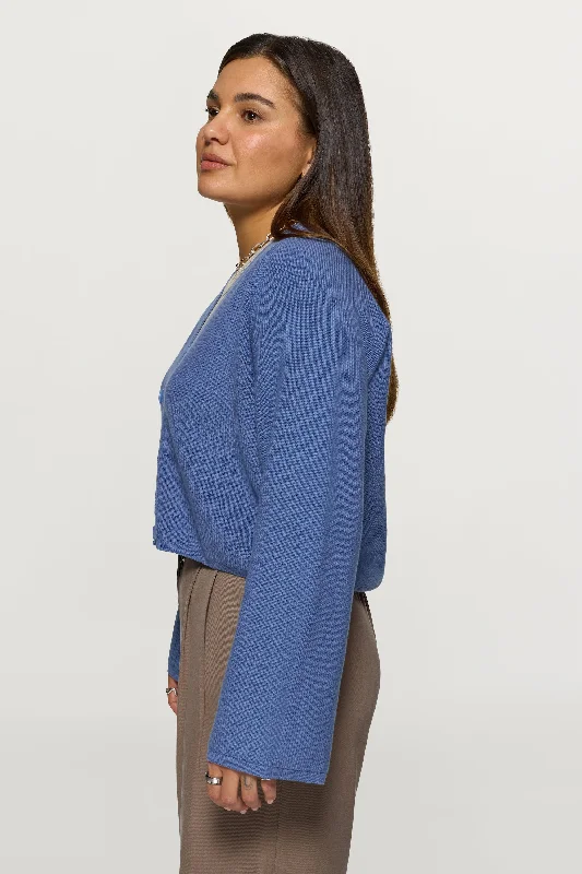 Samantha Cropped Cardigan Pigeon Blue