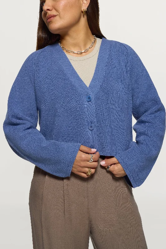 Samantha Cropped Cardigan Pigeon Blue