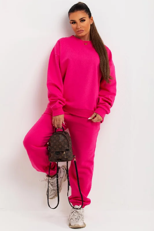 Sweatshirt And Joggers Loungewear Set Hot Pink