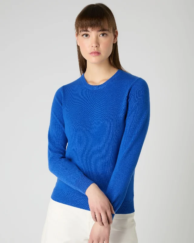 Women's Evie Classic Round Neck Cashmere Sweater Sonic Blue