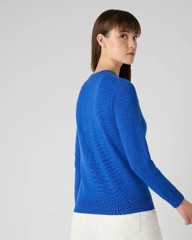 Women's Evie Classic Round Neck Cashmere Sweater Sonic Blue