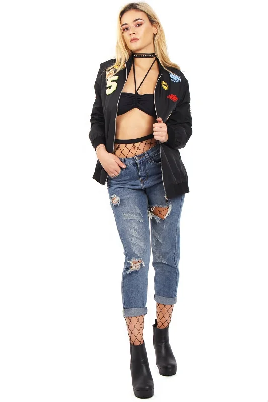 Oversized Applique Bomber Jacket