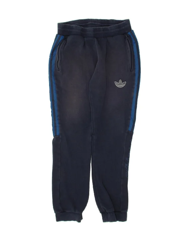 ADIDAS Womens Graphic Tracksuit Trousers Joggers UK 14 Large Navy Blue