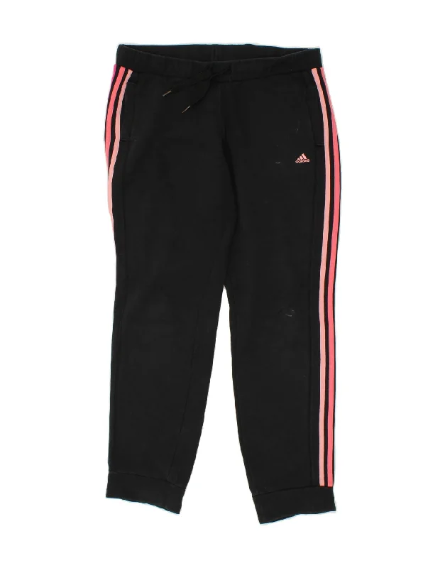 ADIDAS Womens Tracksuit Trousers Joggers UK 12/14 Medium Black Cotton