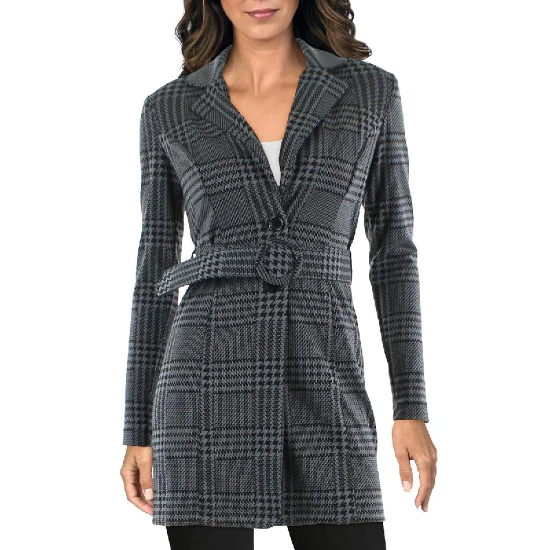 City Studios Womens Juniors Houndstooth Suit Separate Two-Button Blazer