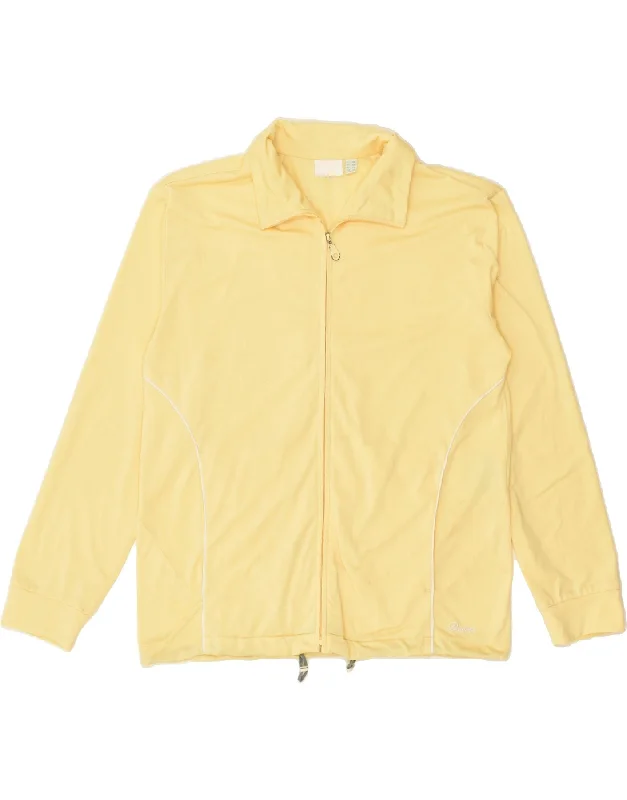 DIADORA Womens Tracksuit Top Jacket UK 12 Medium Yellow Polyester