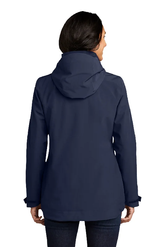 Eddie Bauer Womens WeatherEdge 3-in-1 Water Resistant Full Zip Hooded Jacket - River Navy Blue/Cobalt Blue