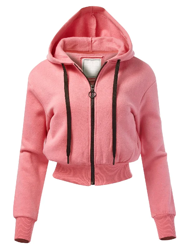 Women's Casual Fleece Full Zip-up Hoodie Outerwear Jacket (FWJ1119)