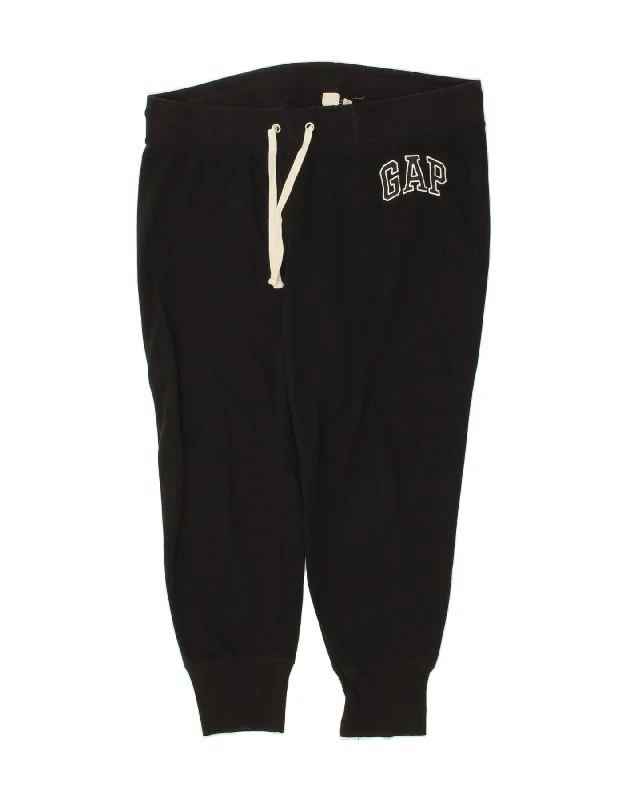 GAP Womens Graphic Tracksuit Trousers Joggers UK 18 XL Black Cotton