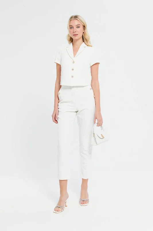 Women Ivory Cropped Jacket