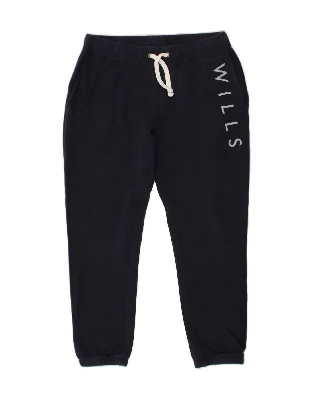 JACK WILLS Womens Graphic Tracksuit Trousers Joggers UK 10 Small Navy Blue