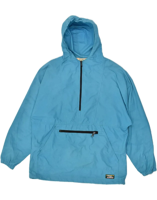 L.L.BEAN Womens Hooded Anorak Jacket UK 16 Large Blue Nylon