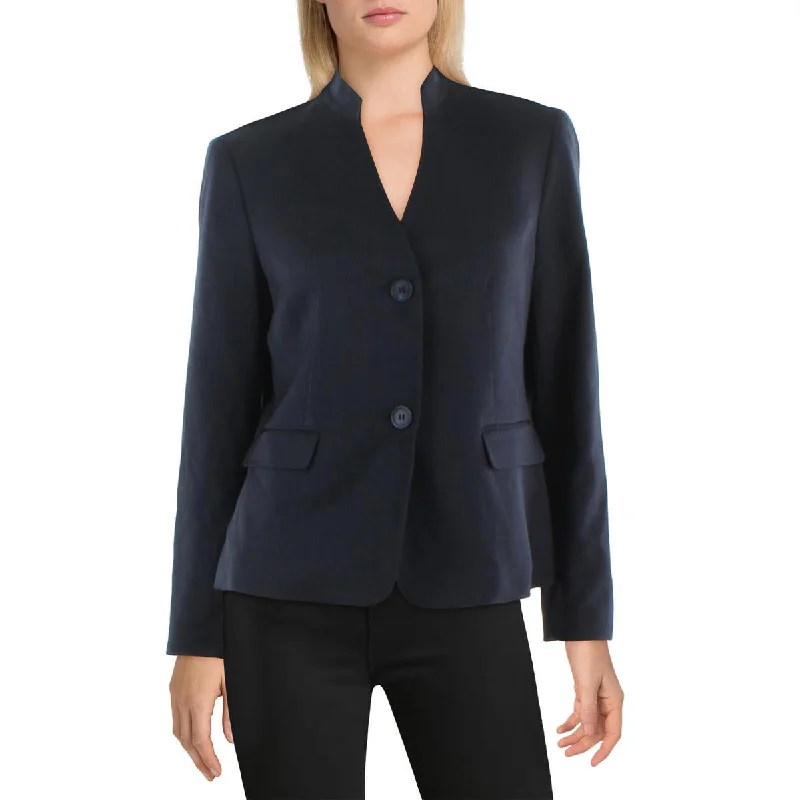 Le Suit Womens Petites Knit Long Sleeves Two-Button Blazer