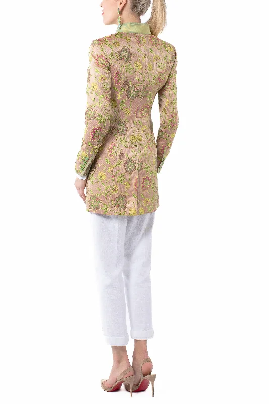 Long-blazer from rosé floral-jacquard