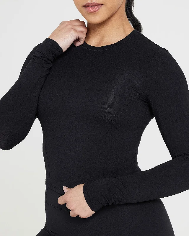 Mellow Soft Mid Long Sleeve Top | Black