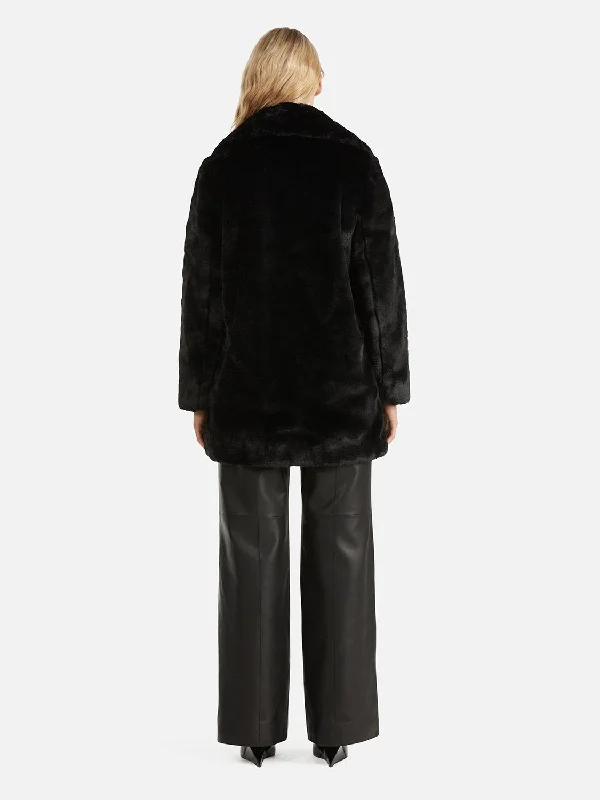 Minimalist Faux Fur Jacket - Black