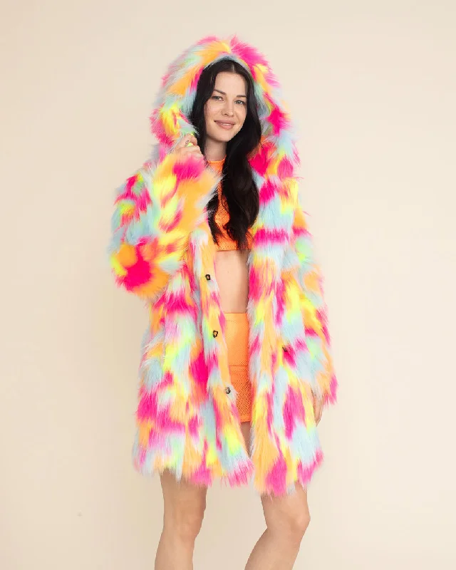 Neon Calico Kitty Hooded Collector Edition Faux Fur Coat | Women's