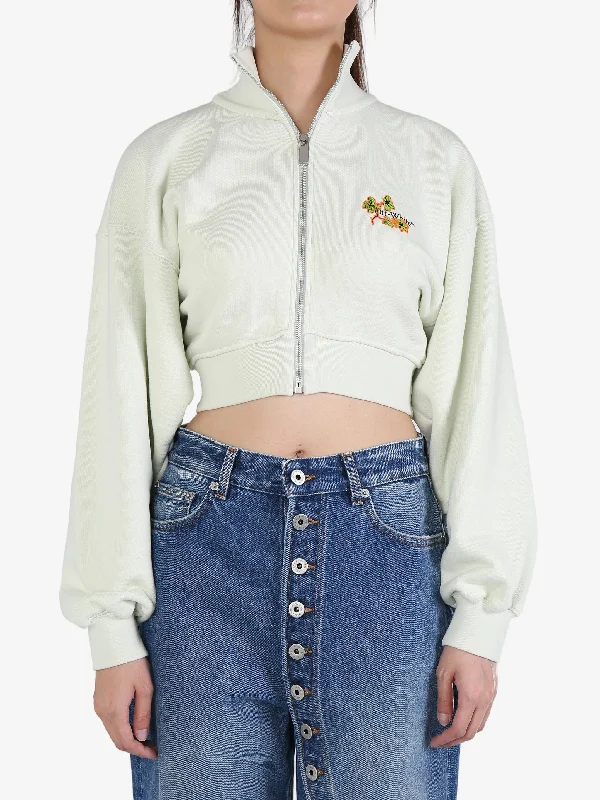 OFF-WHITE Women Ramage Flower Arrow Zip Crew Sweatshirt