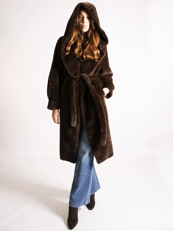 Parka in Eco Pelliccia Marrone