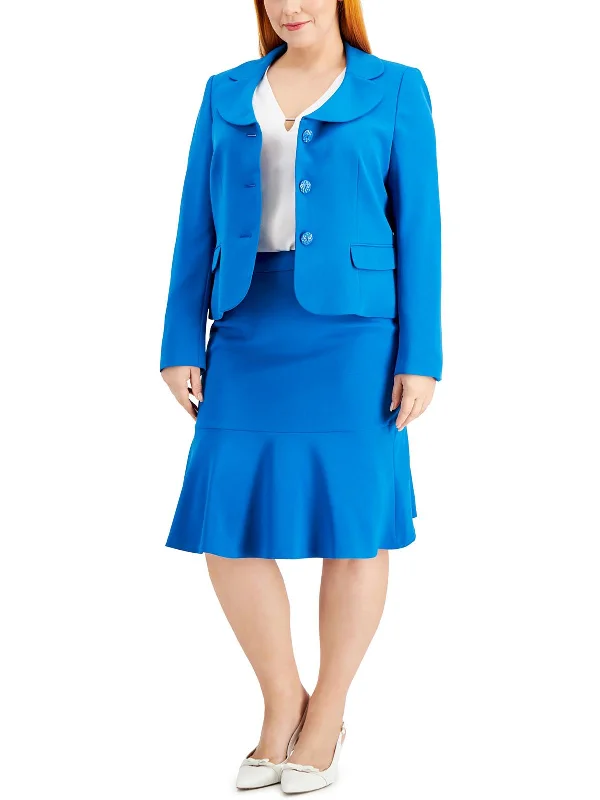 Plus Womens 2PC Polyester Skirt Suit