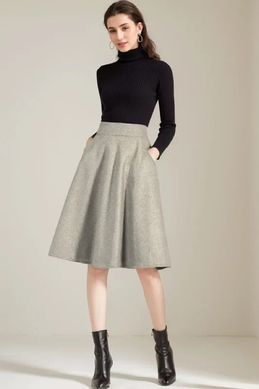 Short A Line  Winter Wool skirt 5233