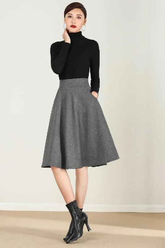 Short A Line  Winter Wool skirt 5233