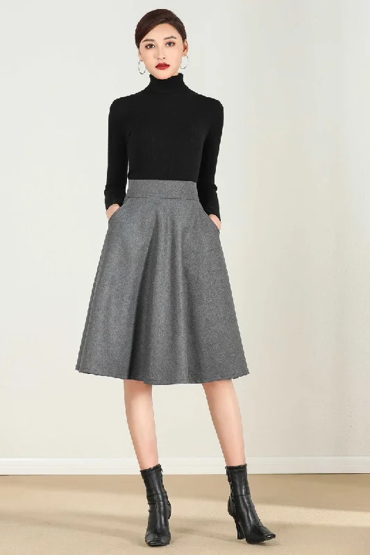 Short A Line  Winter Wool skirt 5233