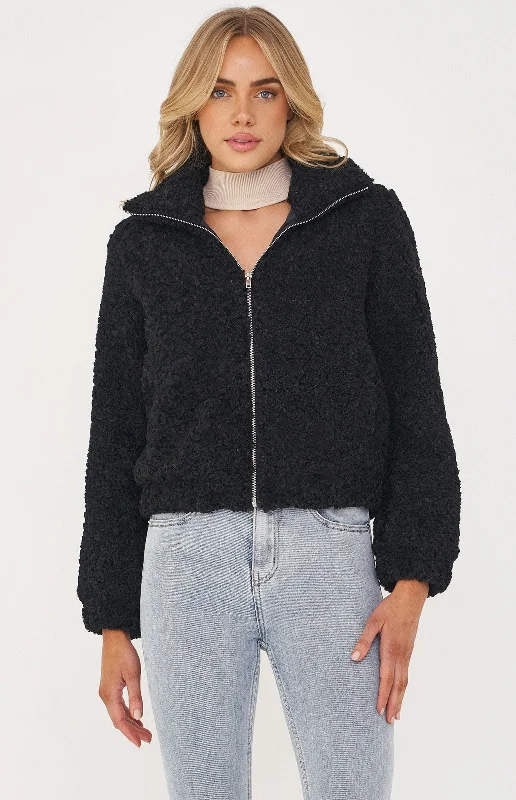 STYLE STATE FLUFFY TEDDY JACKET BLACK