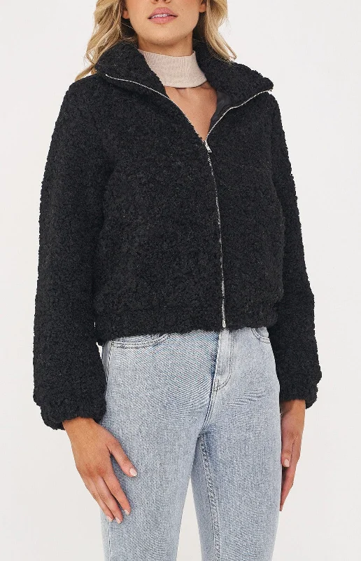 STYLE STATE FLUFFY TEDDY JACKET BLACK