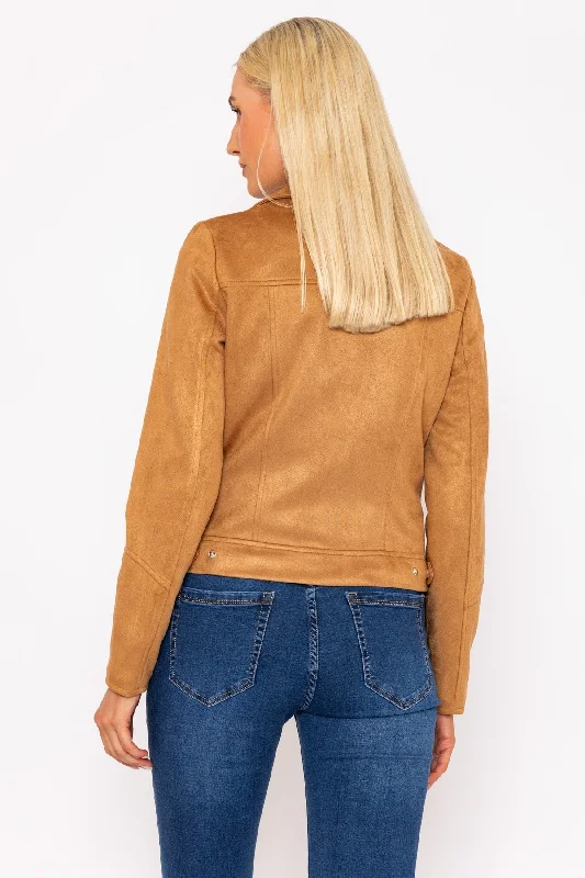 Suede Biker Jacket in Tan