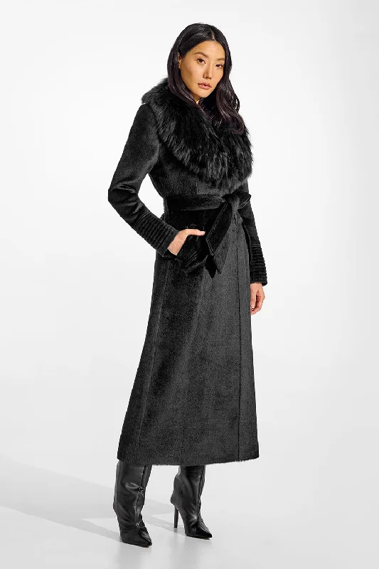 Suri Alpaca Maxi Coat with Alpaca Shearling Collar