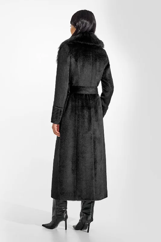 Suri Alpaca Maxi Coat with Alpaca Shearling Collar