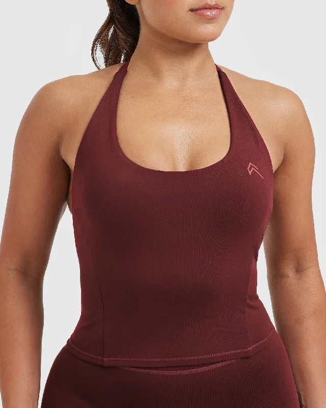 Timeless Halter Neck Mid Vest | Mulled Wine