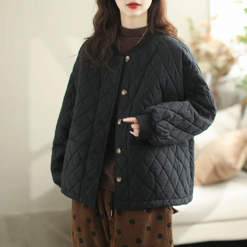 Women Loose Casual Minimalist Cotton Quilted Jacket