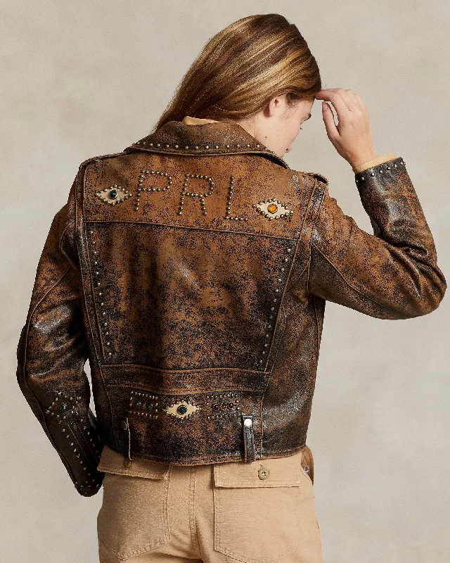 Women's Studded Leather Moto Jacket