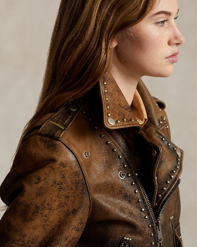 Women's Studded Leather Moto Jacket