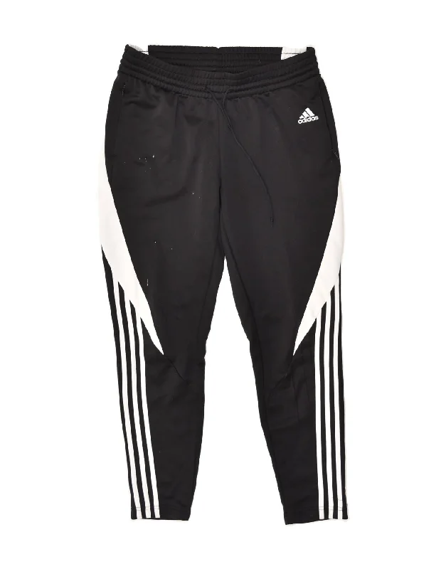 ADIDAS Womens Tracksuit Trousers UK 12/14 Medium Black Colourblock